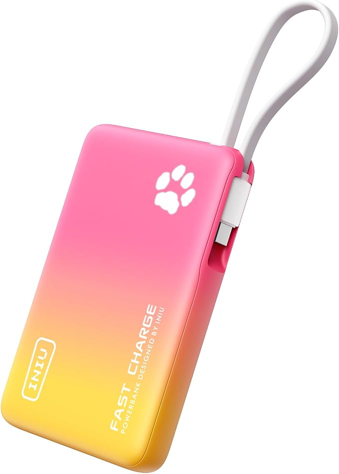INIU PawGo Portable Charger, 45W PD 10000mAh Fast Charging Slim Power Bank by INIU