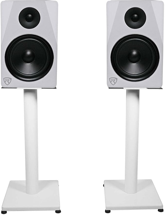 Rockville RS21W 21 inch Steel Bookshelf Speaker Stands, 60 lbs Capacity - Image 6