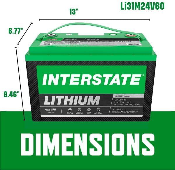 Interstate Batteries 24V 60Ah Group Size 31M Lithium Marine/RV Deep Cycle - Image 3