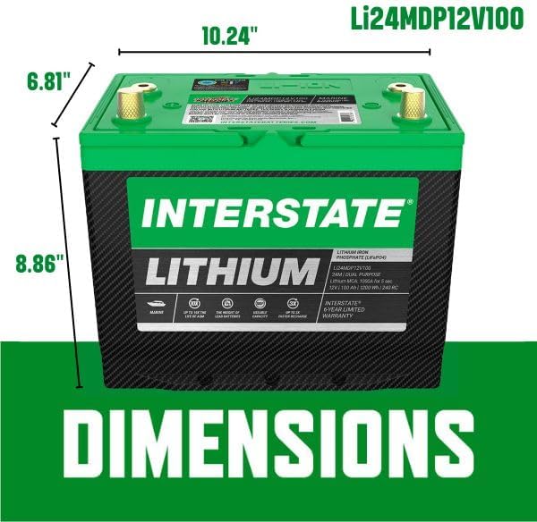 Interstate Batteries 12V 100Ah Group Size 24M Lithium Marine Dual Purpose Deep - Image 3