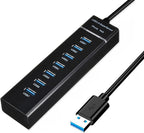 7 Ports USB Hub, High Speed Data Transmission USB Adapter, Compatible by MVBOONE