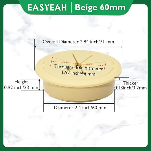 2 Pcs Desk Grommet 2-3/8" / 60 mm, Desk Hole Cover - Image 9