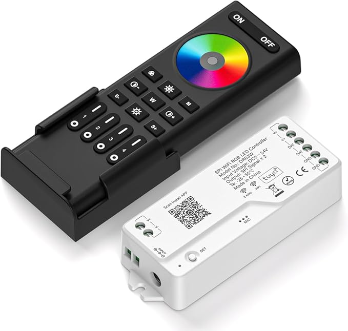 2.4G WiFi SPI RGB Controller DR03W & RC03RF RF Remote Set, Control by Smart by FCOB