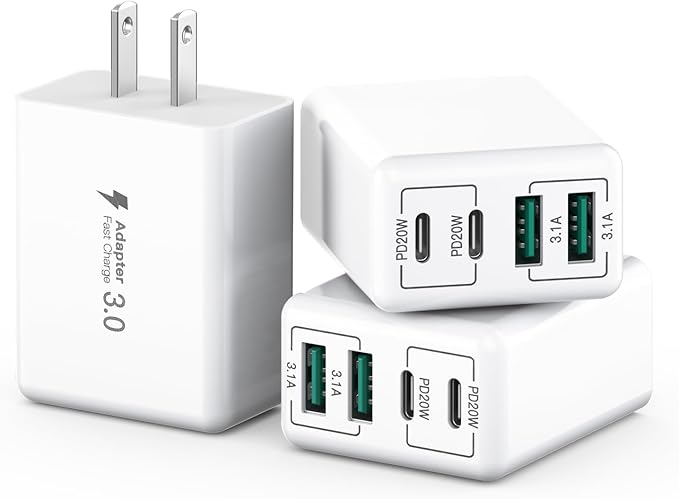 USB C Wall Charger, 40W 4-Port USB C Charger Block, Fast Charging Block Dual by SCCVEE