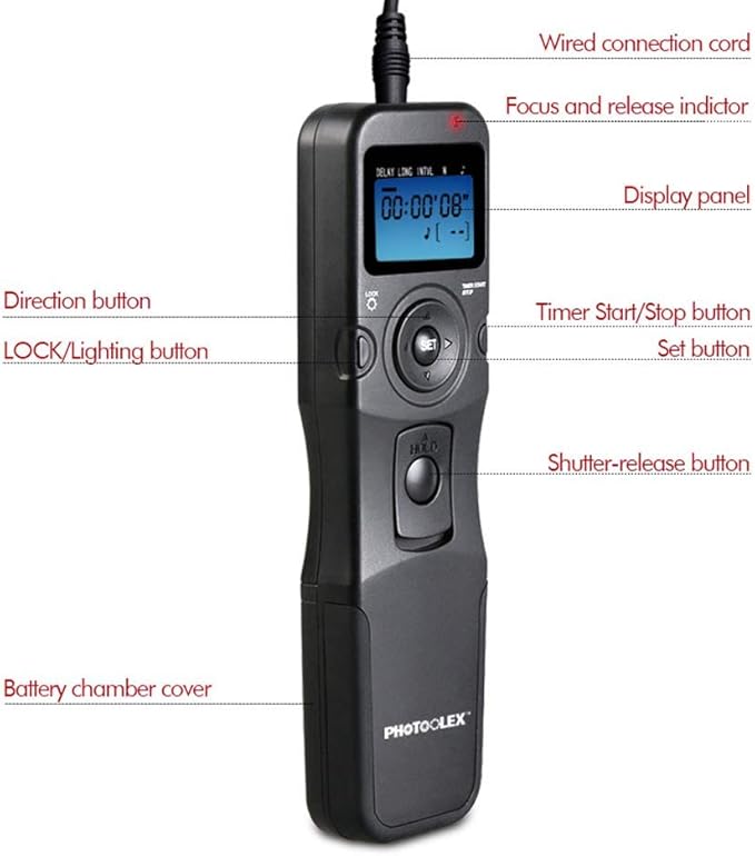 PHOTOOLEX Intervalometer Digital Camera Remote Shutter Release Controller LCD - Image 3