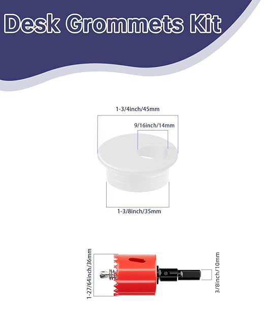 1-3/8 in. Hole Saw with 10PCS White Desk Grommet - Image 6