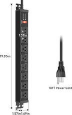 JUNNUJ 20 Amp Power Strip Heavy Duty 2 Pack, 4800J Surge Protector Metal Power - Image 7