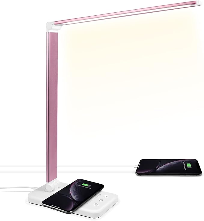 LED Desk Lamp with Wireless Charger, USB Charging Port, Desk Lighting with 10 by JOSTIC