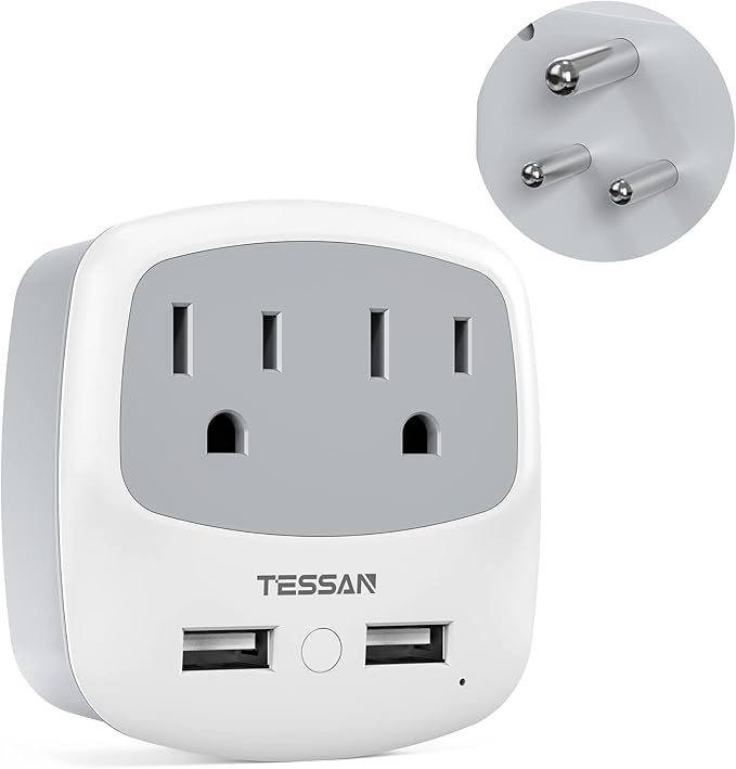TESSAN US to India Plug Adapter, Type D Travel Adaptor by TESSAN