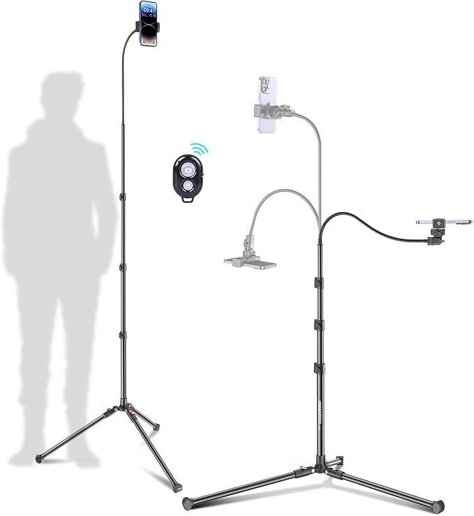 87" Phone Tripod, Overhead Flexible Tall Tripod Stand by CAMBOFOTO