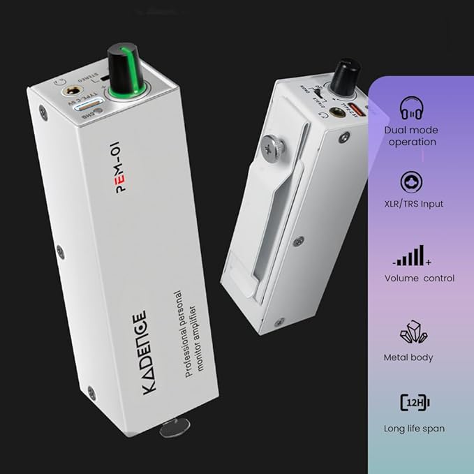 Kadence PEM-01 in-Ear Personal Monitor Amplifier, XLR/TRS Inputs, Stereo/Mono - Image 3