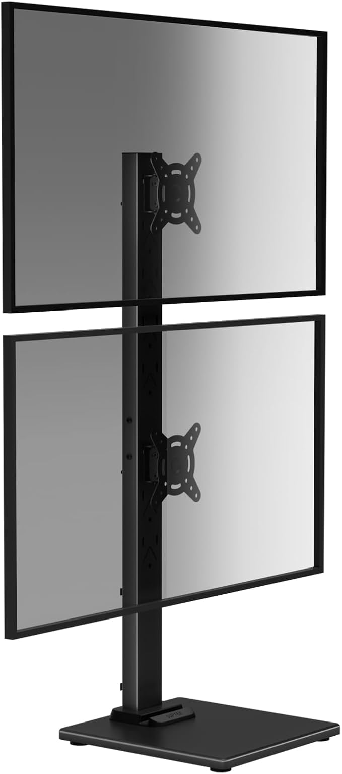 Suptek Dual Monitor Stand with Base- Vertical Stack Screen Free-Standing by suptek