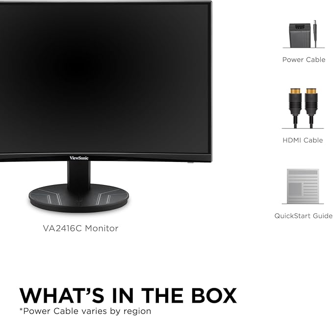 ViewSonic VA2416C 24 Inch Full HD 1080p Frameless Curved Monitor - Image 8