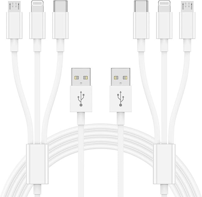 Multi Charger Cable 6Ft 2Pack, 3 in 1 Charging Cord, Universal Phone Charger by CyvenSmart