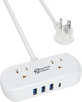 Power Strip with USB, SUPERDANNY Mini Surge Protector with 2 Wide-Spaced Outlets by SUPERDANNY