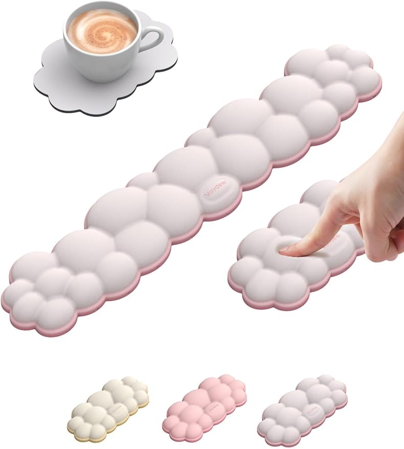 Vaydeer Cloud Keyboard Wrist Rest Set – Ergonomic Memory Foam Wrist Pad by Vaydeer