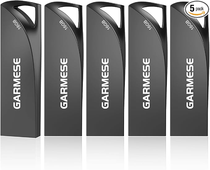16GB USB Flash Drives 5 Pack Waterproof Metal USB Memory Stick Slim USB 2.0 by GARMESE
