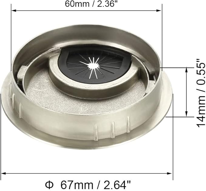 uxcell Cable Hole Cover, 2.4Inch/60mm Zinc Alloy Desk Wire Cord Cable Grommets - Image 2