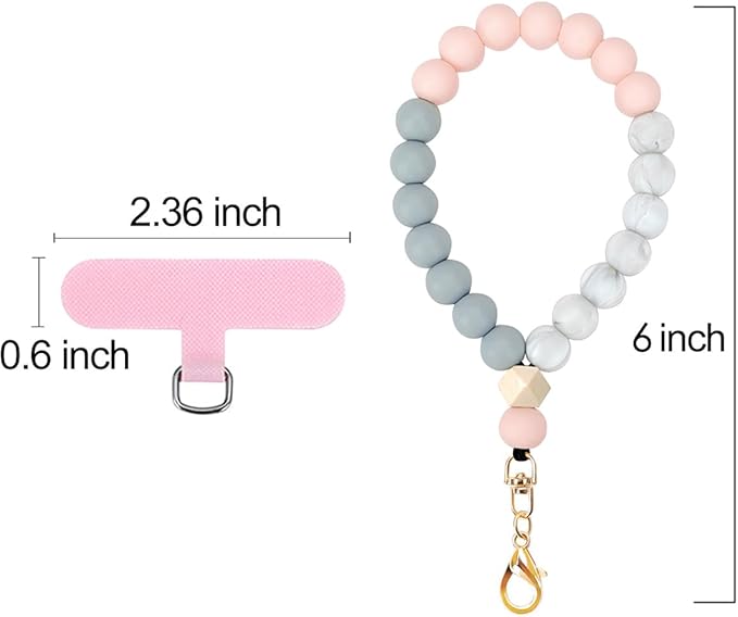 Marble Silicone Beaded Phone Wrist Strap, Cellphone Lanyard - Image 6