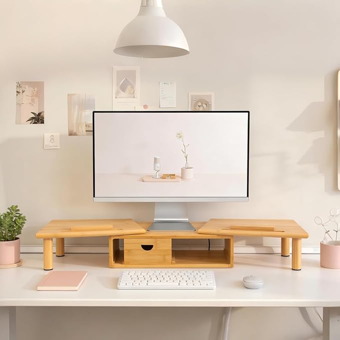 Dual Monitor Stand Riser with Drawer - Image 5