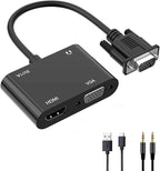 VGA to HDMI VGA Audio Video Cable Adapter Converter Splitter by WJBCNEENT