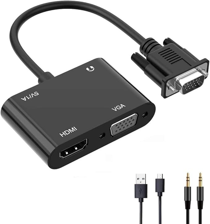 VGA to HDMI VGA Audio Video Cable Adapter Converter Splitter by WJBCNEENT