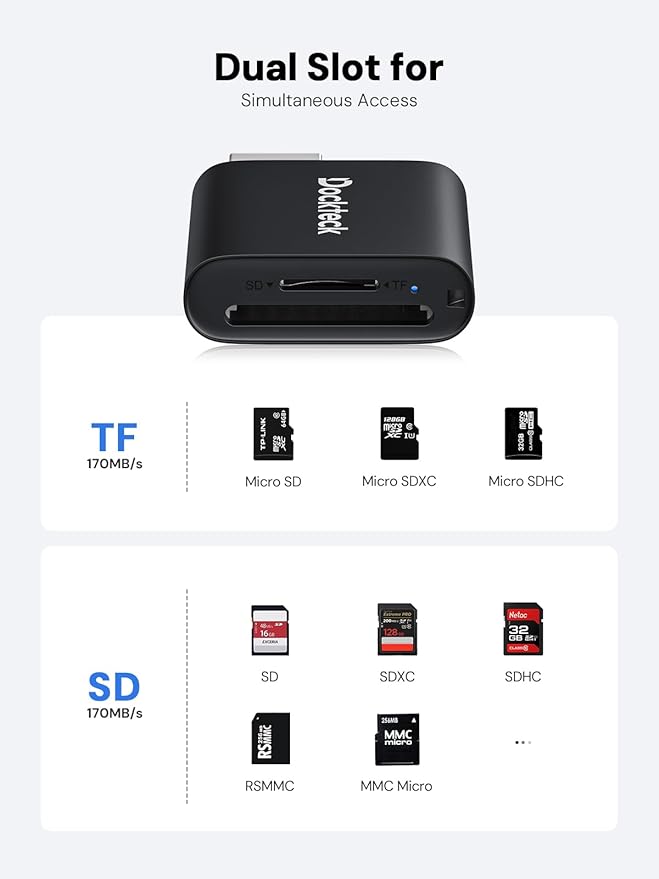 SD Card Reader, Dockteck USB 3.0 Card Reader to Micro SD Card Adapter, 5G SD - Image 5