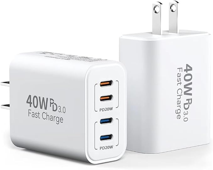 40W USB C Charger Block, 4 USBC Ports, Type C Wall Plug USB-C Fast Charging by TTC