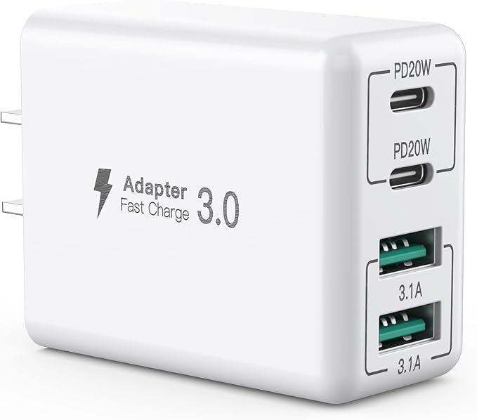 SCCVEE USB C Wall Charger, 40W 4-Port USB C Charger Block, Fast Charging Block by SCCVEE
