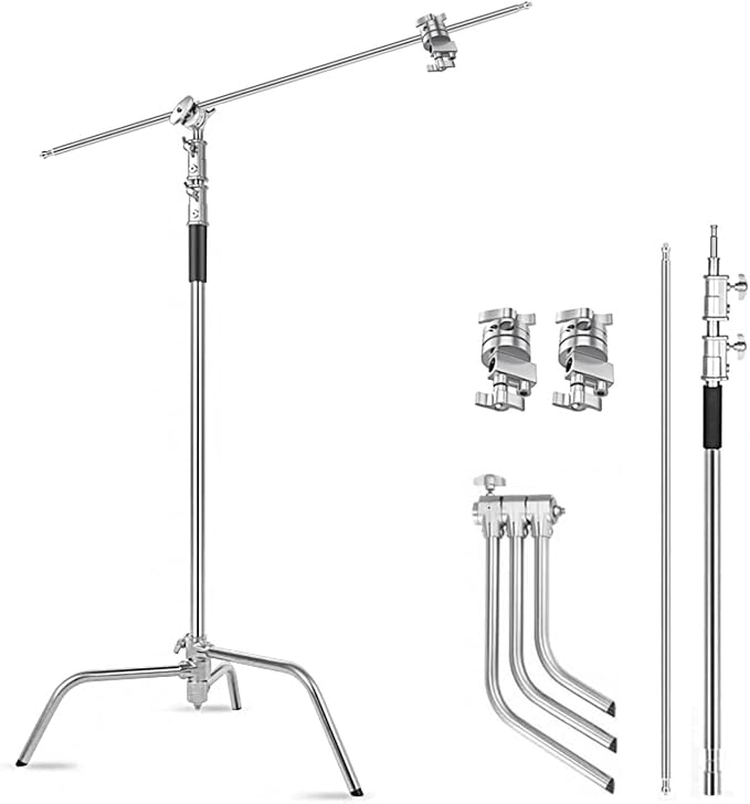 Heavy Duty C Stand with Boom Arm, Stainless Steel Heavy Duty Photography Light by ITOTIN