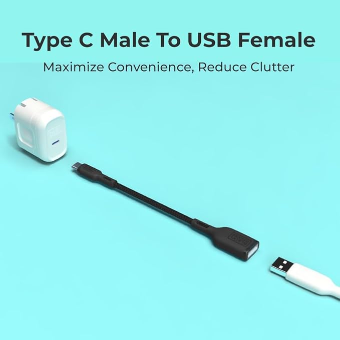 BLACK+DECKER USB C to USB A Adapter, USB C Male to USB Female Adapter Nylon - Image 3