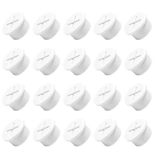 20Pcs Desk Grommet, 3/4" White Silicone Cord Hole Cover, Flexible Rubber Wire by EASYEAH