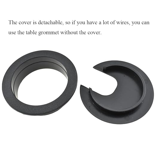 HAHIYO 2Pcs 2Inch/50mm Black ABS Plastic U-Shaped Desk Grommet Wire Grommet - Image 3
