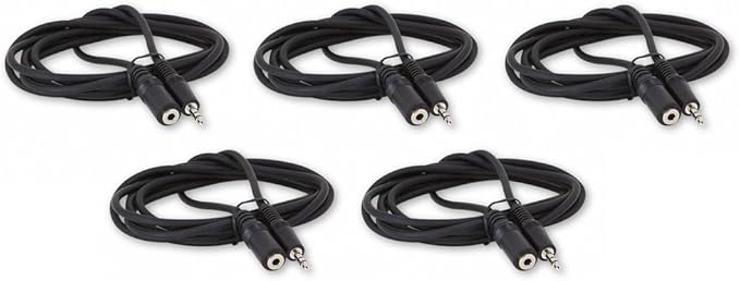 Five Pack of YCS Basics 6 Foot 3.5mm Headphone Extension Cables Male/Female by YCS+basics