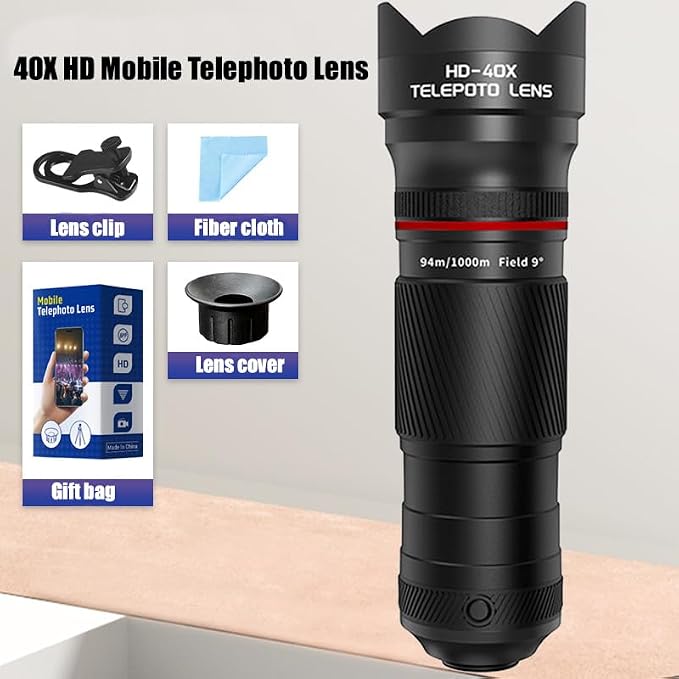 40X Telephoto Lens for iPhone Android Phones, 2-in-1 Mobile Phone Camera Lens - Image 2
