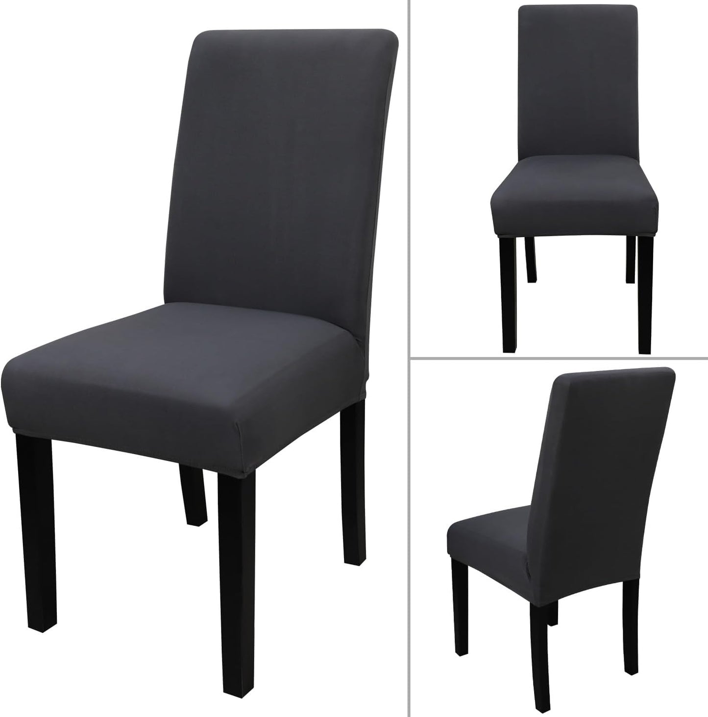 JQinHome Dining Chair Covers Dining Room Chair Slipcovers, 2 Pack High Stretch Removable Washable Parsons Chair Slipcover for Home Party Hotel Wedding Ceremony (Grey)