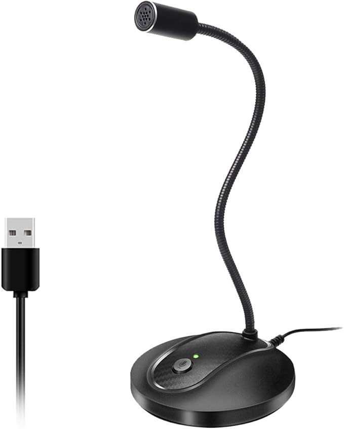 USB Microphone, 360 Degree Adjustable Gooseneck Design, Mute Button & LED by JOUNIVO