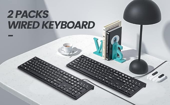 Computer Keyboard Wired, Plug Play USB Keyboard, Low Profile Chiclet Keys - Image 2