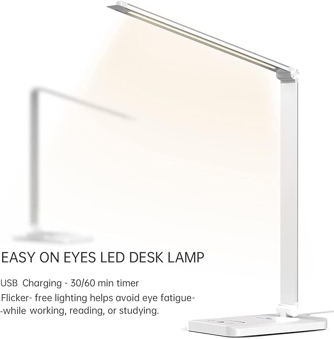 Ambertronix LED Desk Lamp with USB Charging Port, Dimmable Eye-Caring Reading - Image 7