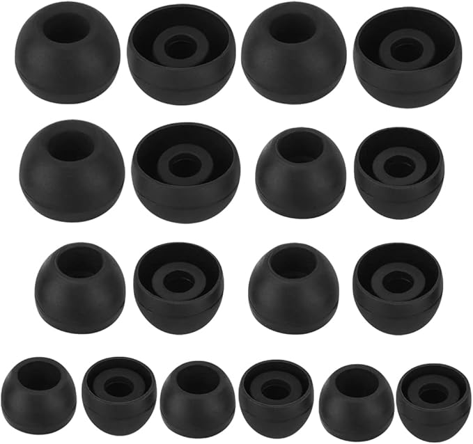 Earbud Tips - 9 Pairs Black Replacement Ear Tips Compatible by DMZHY