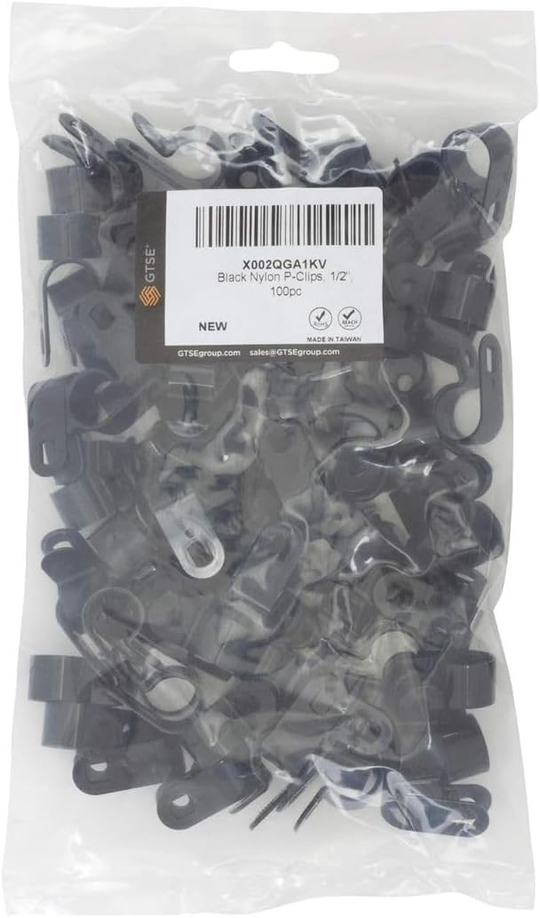 GTSE Black Nylon Plastic Cable Clamps, 1/2" Screw Mounts - Image 5