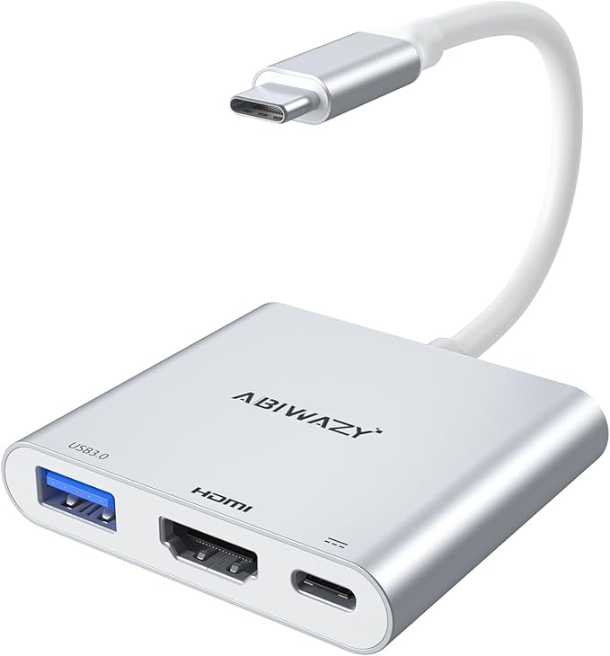USB C to HDMI Adapter, 4K HDMI to USB-C Multiport Hub Adapter by ABIWAZY