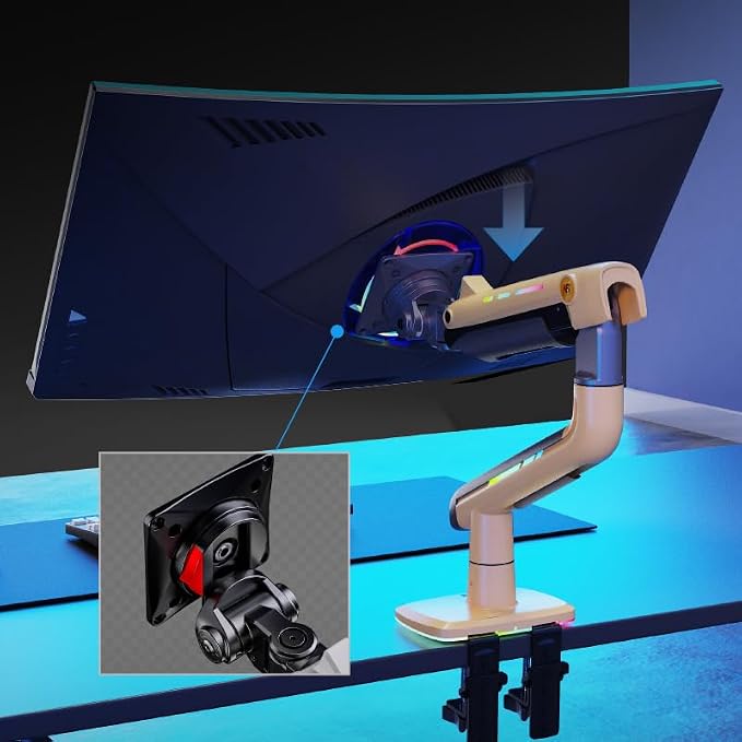 Gaming Monitor Arm for Flat/Ultrawide/Curved Monitors 32 to 60 inch, Heavy Duty - Image 4