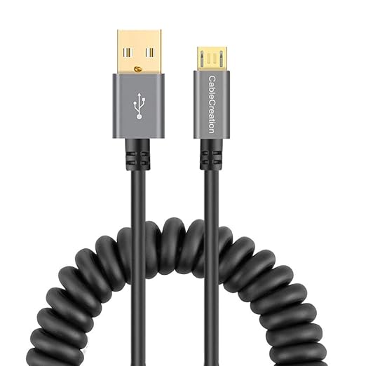 CableCreation Coiled USB to Micro USB Cable 0.56ft to 4ft, USB 2.0 A to Micro by CableCreation