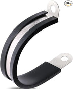 50PCS Cable Clamps 1-1/2 Inch 304 Stainless Steel Cable Clamps Rubber Coated by OURU