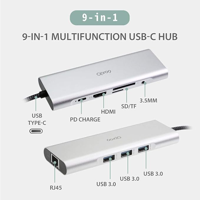 9-in-1 USB C Hub Multiple Adapter, 3 USB 3.0 Ports up to 5Gbps Transfer - Image 2