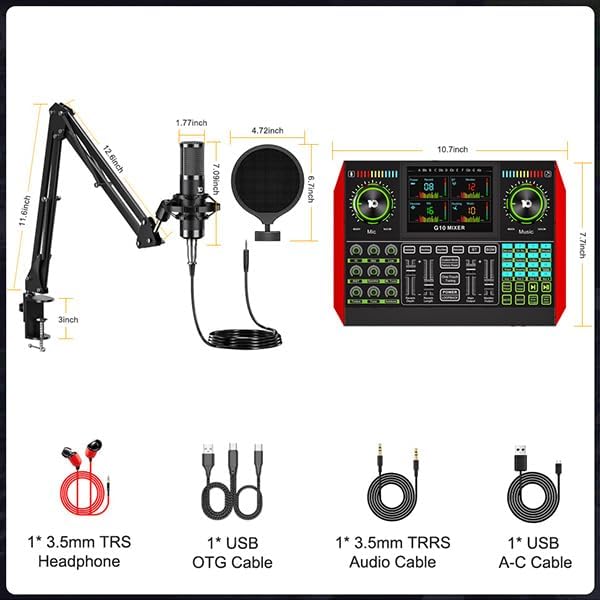 Podcast Microphone Bundle with Live Sound Board Audio Mixer, Podcast Equipment - Image 2