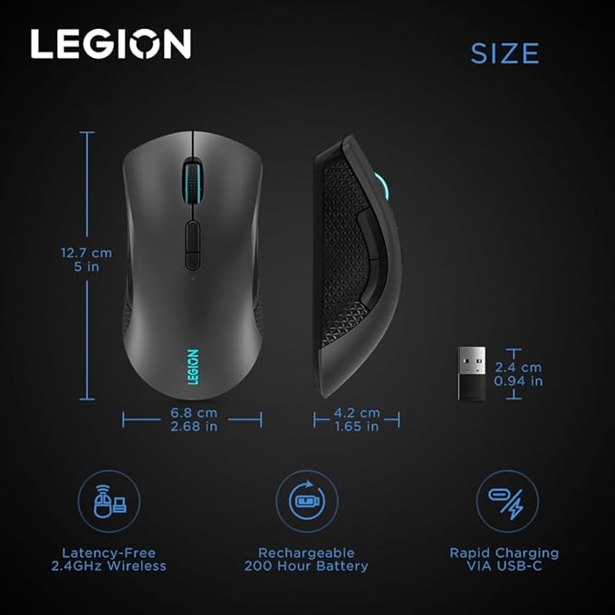 Lenovo Legion M600 RGB Wireless Gaming Mouse – 16, 000 DPI, 9 Programmable - Image 15