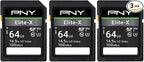 PNY 64GB Elite-X Class 10 U3 V30 SDXC Flash Memory Card by PNY