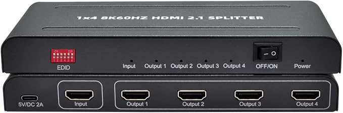 8K HDMI Splitter 1 in 4 Out, - Image 2